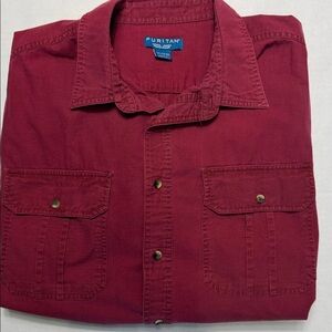 Puritan Men’s Short-Sleeve Button-Down Shirt - Burgundy Sz XXL 100% Cotton